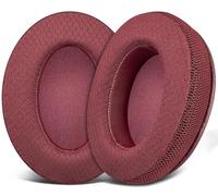 SOULWIT Grid Mesh Fabric Replacement Earpads Cushions for HyperX Cloud 1/2/3/Pro/Core/Flight/Flight S/Stinger/Stinger S, CloudX Stinger/Stinger Core/Flight Headsets - Burgundy