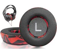 SOULWIT Mesh Fabric Earpads Replacement for Plantronics (Poly) Rig 400(400Pro HC, 400HS, 400HX, 400HA), Ear Pads Cushions for Rig 500(500E, 500HD, 500HX, 500HS)/505(505HS)/515(515HD)- Red Storm