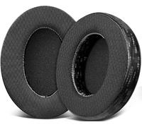 SOULWIT Mesh Fabric Replacement Earpads Cushions for HyperX Cloud 1/2/3/Pro/Core/Flight/Flight S/Stinger/Stinger S, CloudX Stinger/Stinger Core/Flight Headset - Black Square