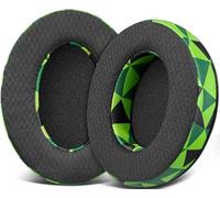 SOULWIT Mesh Fabric Replacement Earpads Cushions for HyperX Cloud 1/2/3/Pro/Core/Flight/Flight S/Stinger/Stinger S, CloudX Stinger/Stinger Core/Flight Headset - Jungle Green