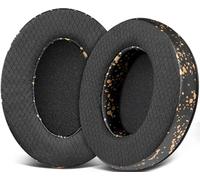 SOULWIT Mesh Fabric Replacement Earpads Cushions for HyperX Cloud 1/2/3/Pro/Core/Flight/Flight S/Stinger/Stinger S, CloudX Stinger/Stinger Core/Flight Headset - Black Gold