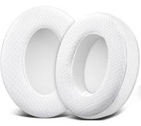 SOULWIT Mesh Fabric Replacement Earpads Cushions for HyperX Cloud 1/2/3/Pro/Core/Flight/Flight S/Stinger/Stinger S, CloudX Stinger/Stinger Core/Flight Headset - White