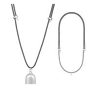 SOULWIT Neck Strap for Plaud NotePin AI Voice Recorder, Adjustable Genuine Leather Lanyard Accessory with Secure Alloy Hook - Black