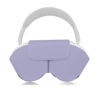 SOULWIT Portable Smart Case for AirPods Max, Protective Magnetic PU Leather Cover with Low Power Mode Support - Purple