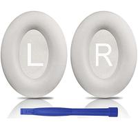 SOULWIT Professional Ear Pads Cushions Replacement for Bose QuietComfort 45 (QC45)/QuietComfort SE(QC SE) Over-Ear Headphones, Earpads with Softer Protein Leather, Noise Isolation Foam (White Smoke)