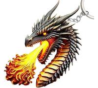 Soumiey Dragon Breath Keychain, Fantasy Elemental Dragon Breath Resin Keychain Keyring for Women Men Key Bag Accessories Gift, #E, 1