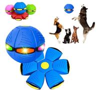 Soumiey The Doggy Disc Ball, Doggie Disc Ball with Lights, Pet Toy Flying Saucer Ball, Interactive Dog Toys for Small Large Dogs (Blue, 3 Lights)