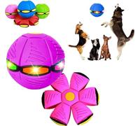 Soumiey The Doggy Disc Ball, Doggie Disc Ball with Lights, Pet Toy Flying Saucer Ball, Interactive Dog Toys for Small Large Dogs (Pink, 3 Lights)