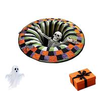 Soumora Halloween Round Rug, Candy Corn Abyss Quilted Round Mat, With Spooky 3d Skeleton Patterns Soft Comfort Safe Non-Slip and Durability Rounds Rug Is (15.75in)