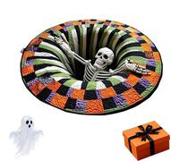 Soumora Halloween Round Rug, Candy Corn Abyss Quilted Round Mat, With Spooky 3d Skeleton Patterns Soft Comfort Safe Non-Slip and Durability Rounds Rug Is (23.62in)