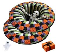 Soumora Halloween Round Rug, Candy Corn Abyss Quilted Round Mat, With Spooky 3d Skeleton Patterns Soft Comfort Safe Non-Slip and Durability Rounds Rug Is (23.62in 2pcs)