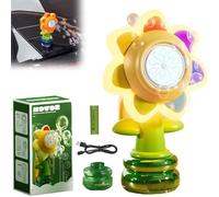 Sound Activated Bubble Machine For Car, Sunflower Dancing Swing Bubble Maker Machine, Fun Honk Shake Head And Spit Out Bubble With 7 Colors Lighting & Remote Control For Car Top Decoration(Yellow)
