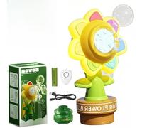 Sound Activated Bubble Machine For Car, Sunflower Dancing Swing Bubble Maker Machine, Fun Honk Shake Head And Spit Out Bubble With 7 Colors Lighting & Remote Control For Car Top Decoration(Yellow Remo