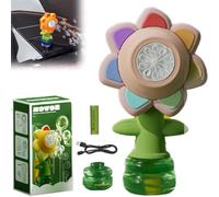 Sound Activated Bubble Machine For Car, Sunflower Dancing Swing Bubble Maker Machine, Fun Honk Shake Head And Spit Out Bubble With 7 Colors Lighting & Remote Control For Car Top Decoration(Pink)