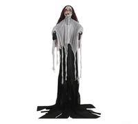 Sound Activated For Halloween Bride Prop with LED Eyes and Eerie Haunting Sounds for Indoor and Covered Outdoor Haunted House Decorations (A)