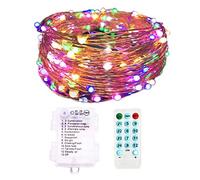 Sound Activated LED Music String Lights,32.8ft 100LEDs 12 Modes Waterproof Copper Wire Multicolor AA Battery Powered String Lights with Remote Control for Bars,Parties,Christmas,Wedding Dance.