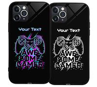 Sound Activated Multi Colour Flashing LED Lights + Glow in the Dark phone case for iPhone 11 Pro| Personalised Phone Cases | Toughened Glass back panel with shockproof TPU Rims-Awesome Gamer