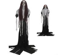 Sound Activated Scary Bride Prop, Ghosts Bride Light Up Scary Ghosts Decor with LED Eyes & Haunting Sounds Battery Powered for Halloween(A)