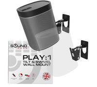 Sound Bass Play 1 Wall Mount Black Pair Compatible with Sonos Play:1 Only, Twin Pack, Adjustable Swivel & Tilt Mechanism, 2 Mounting Brackets Includes All Fixings