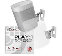 Sound Bass Play 1 Wall Mount White Pair Compatible with Sonos Play:1 Only, Twin Pack, Adjustable Swivel & Tilt Mechanism, 2 Mounting Brackets Includes All Fixings