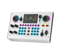 Sound Board Mixer 48V Phantom Power Live Sound Card RGB Light BT Wireless Plug and Play for Live Streaming Podcasting Recording Content Create Gaming Rechargeable