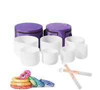 Sound Bowls Healing Crystal Set Of 7 Chakra Quartz Crystal Singing Bowls Sound Healing Instrument Free 2 Pcs Travel Carry Case Bag,432 Hz,8,14 Inch