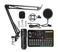 Sound Card Kit, BM800 V10XPro Mixer Sound Card Studio Audio Mixer Singing Noise Reduction Microphone Voice Live Broadcast Phone Computer Record(V10XPro Set A1)