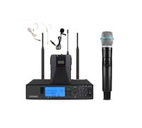 Sound Card Kit Full Set BETA87A Headset Lavalier Professional Wireless Microphone System Stage Performance Digital Microphone Studio Setup For Recording Music (Color : Full set 800-820MHz, Size : 1