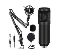 Sound Card Kit, Microphone Kits With Live Sound Card(Optional),Suspension Scissor Arm,Shock Mount And Pop Filter For Studio Recording(Style A Black)