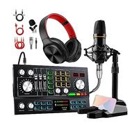 Sound Card Kit, Studio Sound Card Kit Interface Mixer With Microphone And Headphone For Live Broadcast