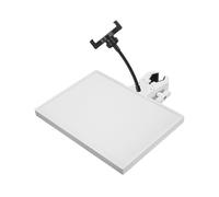 Sound Card Tray for Microphone Stand with Mobile Phone Clip - 22.5 x 16.5 cm Plastic Accessory Holder Compatible with 13-47 mm Pole Diameter, Black or White