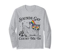 Sound Gay Count Me in LGBTQ Pride Month Raccoon Rainbow Flag Long Sleeve T-Shirt