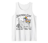 Sound Gay Count Me in LGBTQ Pride Month Raccoon Rainbow Flag Tank Top