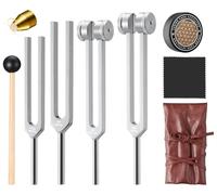 Sound Healing Tuning Fork Set - Tuning Forks for Chakra Alignment & Stress Relief - Otto 128Hz, Earth Om 136Hz, Yin 256Hz, Yang 384Hz, Activator & Pouch - Ideal for Meditation & Home Therapy