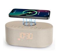 Sound Machine Alarm Clock for Bedrooms: Bluetooth 10W Stereo Sound Speaker with Wireless Charging - White Noise Machine for Sleeping with 21 - Putty