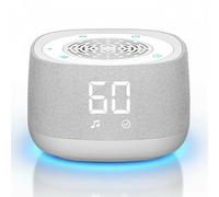 Sound Machine & Clock with Bluetooth 5.4, 14 Soothing White Noise Sounds, Night Light, Sleep Timer, 1000mAh Portable Rechargeable Sound Machine for Adults, Home, Travel, Office (White, Standard Size)