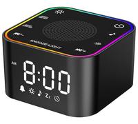 Sound Machine with Alarm Clcok: 30 Non-Looping Sleep Sounds - White Noise Alarm Clock for Natural Wake Up - Adjustable Volume & Light, Memory Function, Sleep Timer (Black)