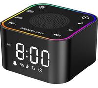 Sound Machine with Alarm Clock: 30 Non-Looping Sleep Sounds - White Noise Alarm Clock for Natural Wake Up - Adjustable Volume & Light, Memory Function, Sleep Timer (Black)