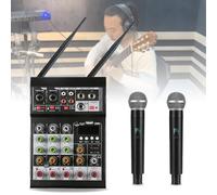 Sound Mixer Board, 4 Channel Bluetooth Compatible Professional Portable Digital DJ Mixing Console, with Wireless Microphone Mixing Boards, for Studio Recording.