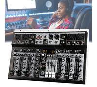 Sound Mixer Console, Professional Music Mixing Board Dj Mixer, W/ 99 DSP, 7-Band Eq, USB, Bluetooth, for Recording DJ Stage Karaoke Music Application. 4-Channel