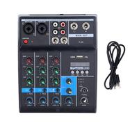 Sound Mixer USB BT 4 Channel Sound Mixing Console with 48V Phantom Button Crystal Clear Studio Music Portable DJ Mixer Computer Music Recording ABS Material
