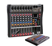 Sound Mixing Console, Professional DJ Mixer Sound Board Console, 8 Channel Desk Interface Digital USB MP3 Input, LED Display, Audio Mixer for PC,A