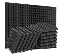 Sound Panels, 12 Pack Sound Proof Foam Panels for Walls, High-Density Self-Adhesive Acoustic Black Wall Panel, Fire Resistant Dampening, 11.81x11.81x1.97 Inch - Soundproof Wall
