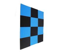 Sound Proof Foam Panels 24 Pcs 30x30x2.5cm Acoustic Foam Soundproofing Wall Panels Studio Sound Absorption Insulation Groove Panel 12Black 12Grey for Office(12Blue 12Black)