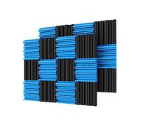Sound Proof Foam Panels 24Pcs 25x25x5cm Studio Acoustic Foam Sound Absorbing Noise Insulation Proofing Treatment Panels 12Black 12Grey for Office(12Black12Blue)
