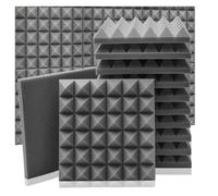 Sound Proof Foam Panels Acoustic Foam Panel 6/12/24 Pcs Sound Proof Ideal for Studios, Home Theaters, and Recording Spaces， Sponge Wall Treatment for Office(Gray,6 Pcs With Tapes)