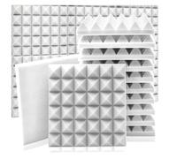 Sound Proof Foam Panels Acoustic Foam Panel 6/12/24 Pcs Sound Proof Ideal for Studios, Home Theaters, and Recording Spaces， Sponge Wall Treatment for Office(White,6 Pcs With Tapes)