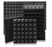 Sound Proof Foam Panels Acoustic Foam Panel 6/12/24 Pcs Sound Proof Ideal for Studios, Home Theaters, and Recording Spaces， Sponge Wall Treatment for Office(Black,12 Pcs With Tapes)