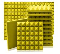 Sound Proof Foam Panels Acoustic Foam Panel 6/12/24 Pcs Sound Proof Ideal for Studios, Home Theaters, and Recording Spaces， Sponge Wall Treatment for Office(Yellow,6 Pcs With Tapes)