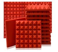 Sound Proof Foam Panels Acoustic Foam Panel 6/12/24 Pcs Sound Proof Ideal for Studios, Home Theaters, and Recording Spaces， Sponge Wall Treatment for Office(Red,6 Pcs With Tapes)